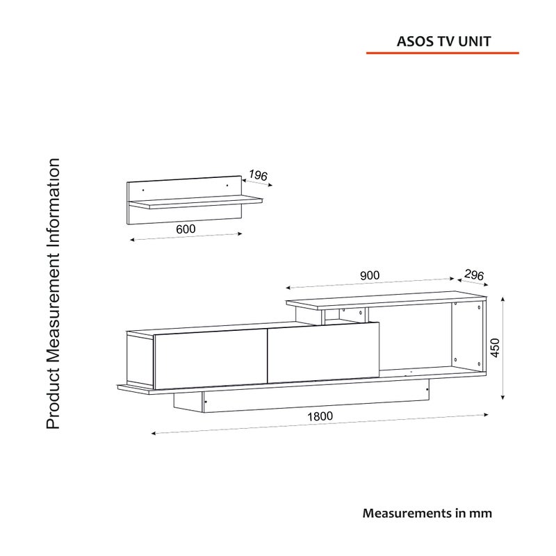 Home Canvas وحدة تلفاز هوم كانفاس أسوس مع رفوف حائط - أبيض | حامل تلفاز عصري | يصلح لتلفاز حتى 75 بوصة - Image 4